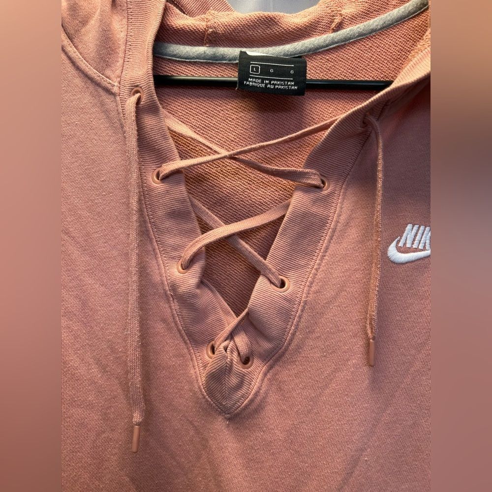 Nike Women's dusty pink Lace-Up Hoodie - Picture 7 of 9